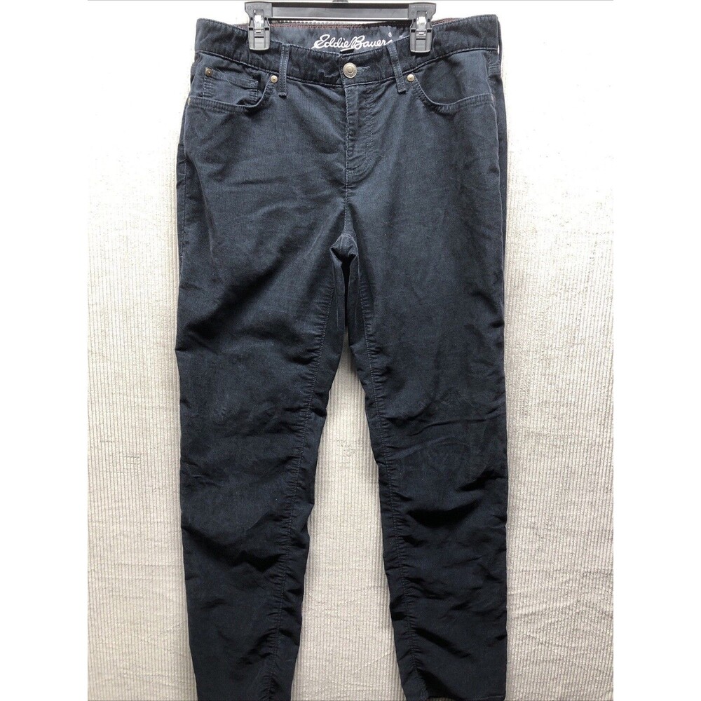 Eddie Bauer Corduroy Pants Womens 8 Blue Boyfriend Relaxed Fit Casual Preppy